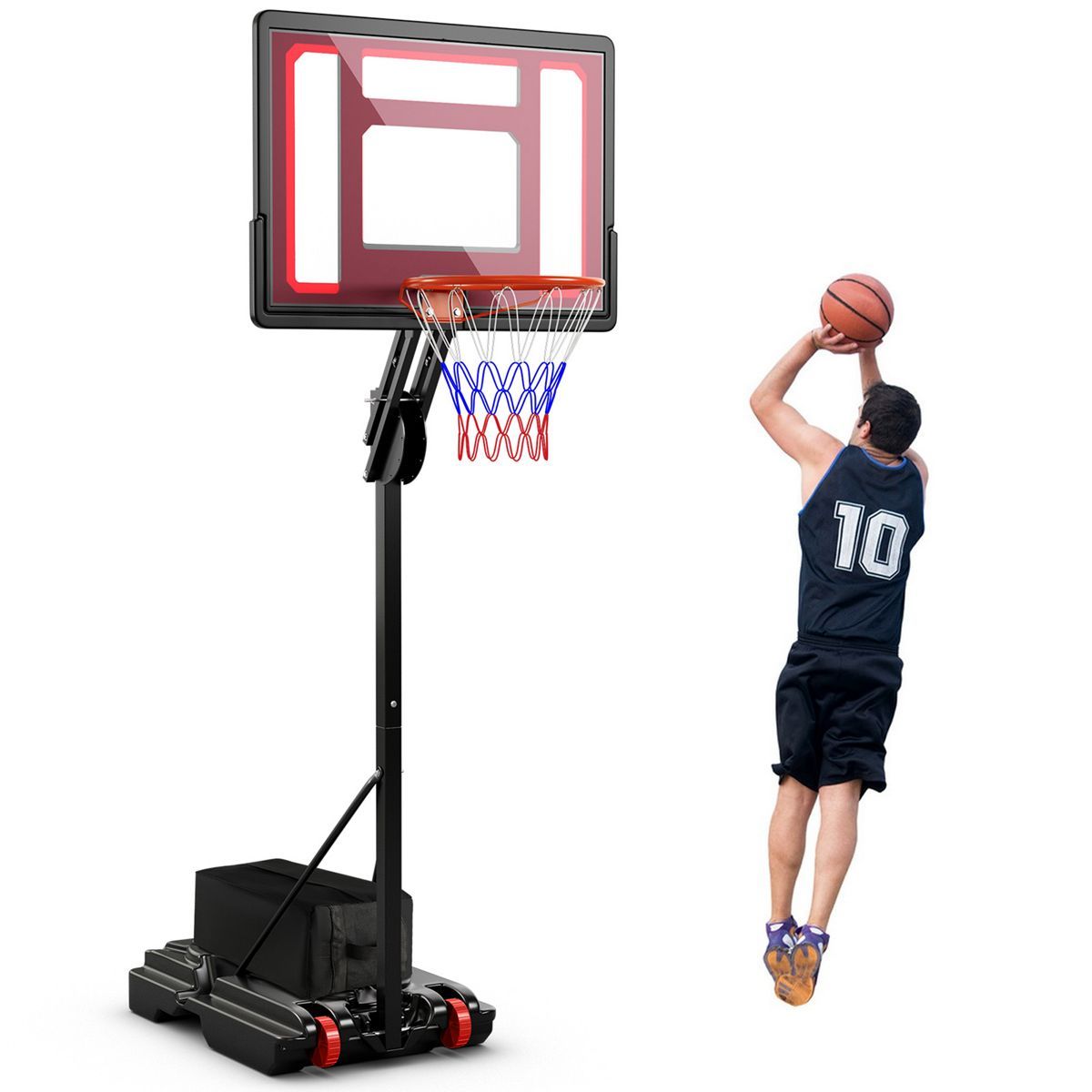 Costway Portable Basketball Hoop System 5-10 FT Adjustable with Weight Bag Wheels Outdoor | Target