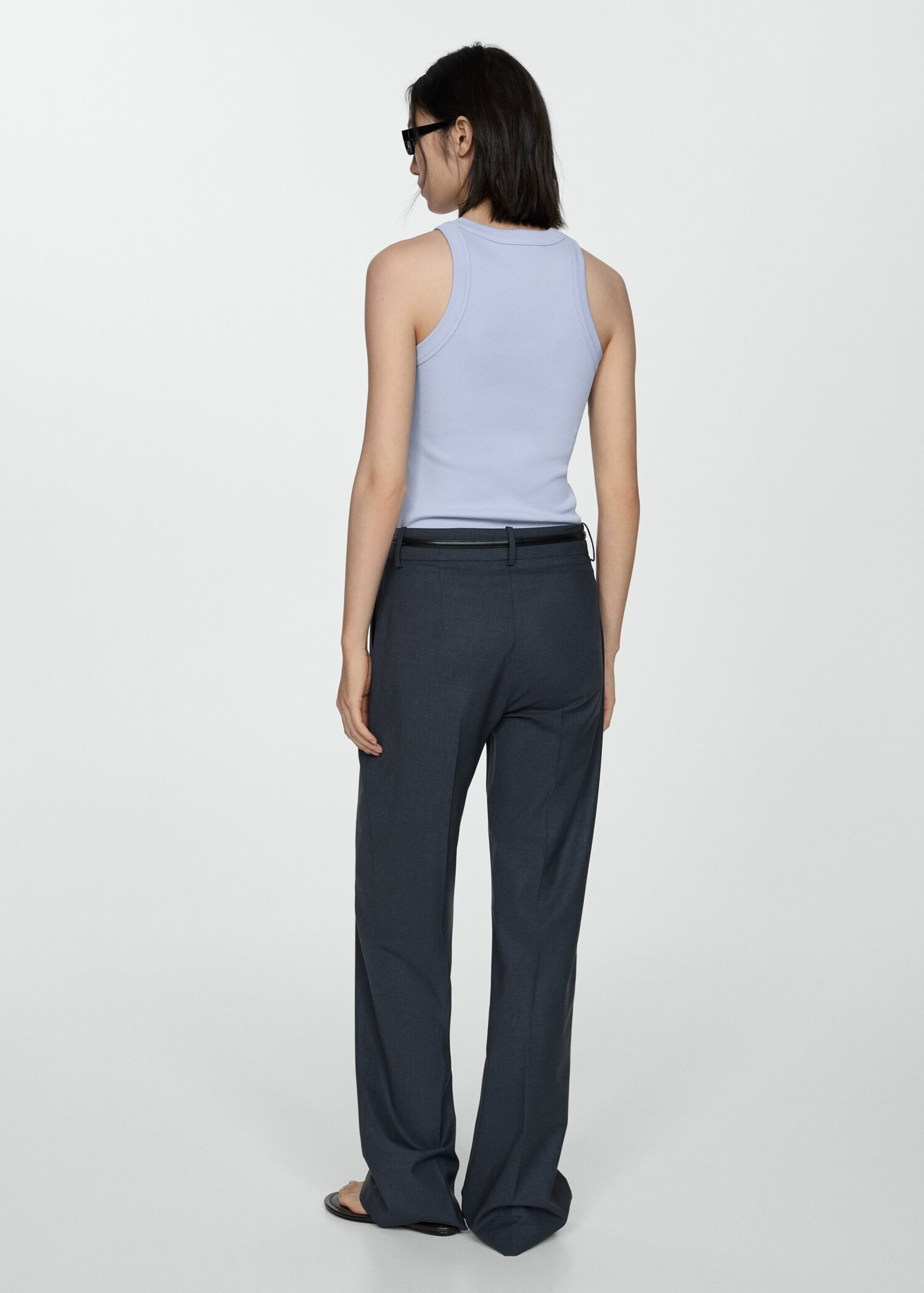 Ribbed cotton-blend top - Woman | MANGO USA | MANGO (US)