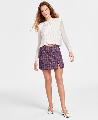 ASTR the Label Women's Covina Tweed Mini Skirt - Macy's | Macy's