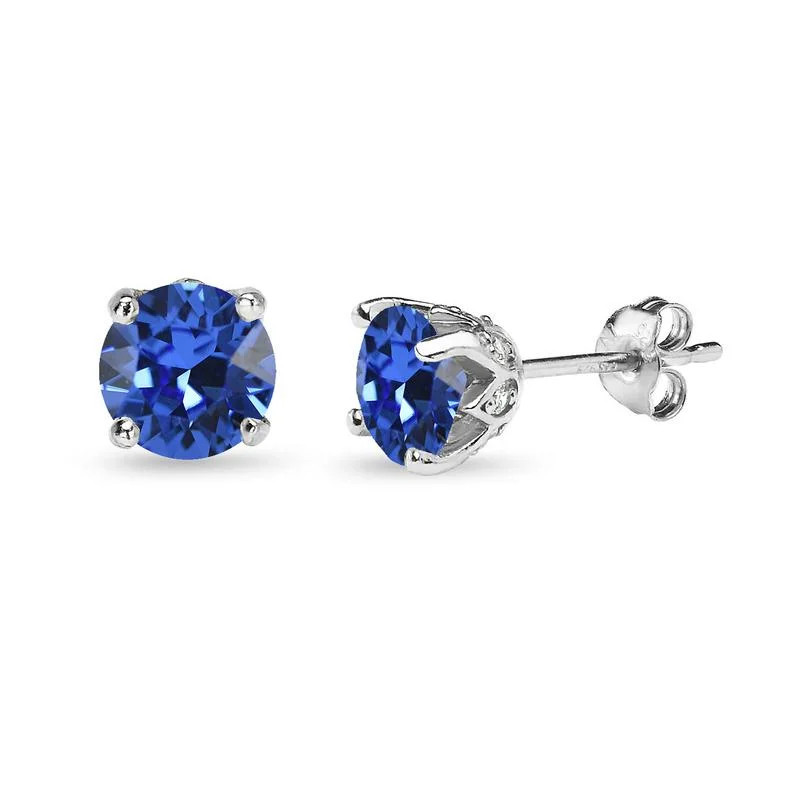 Sterling Silver Blue Crown Stud Earrings Made w/ Swarovski Crystals | Walmart (US)