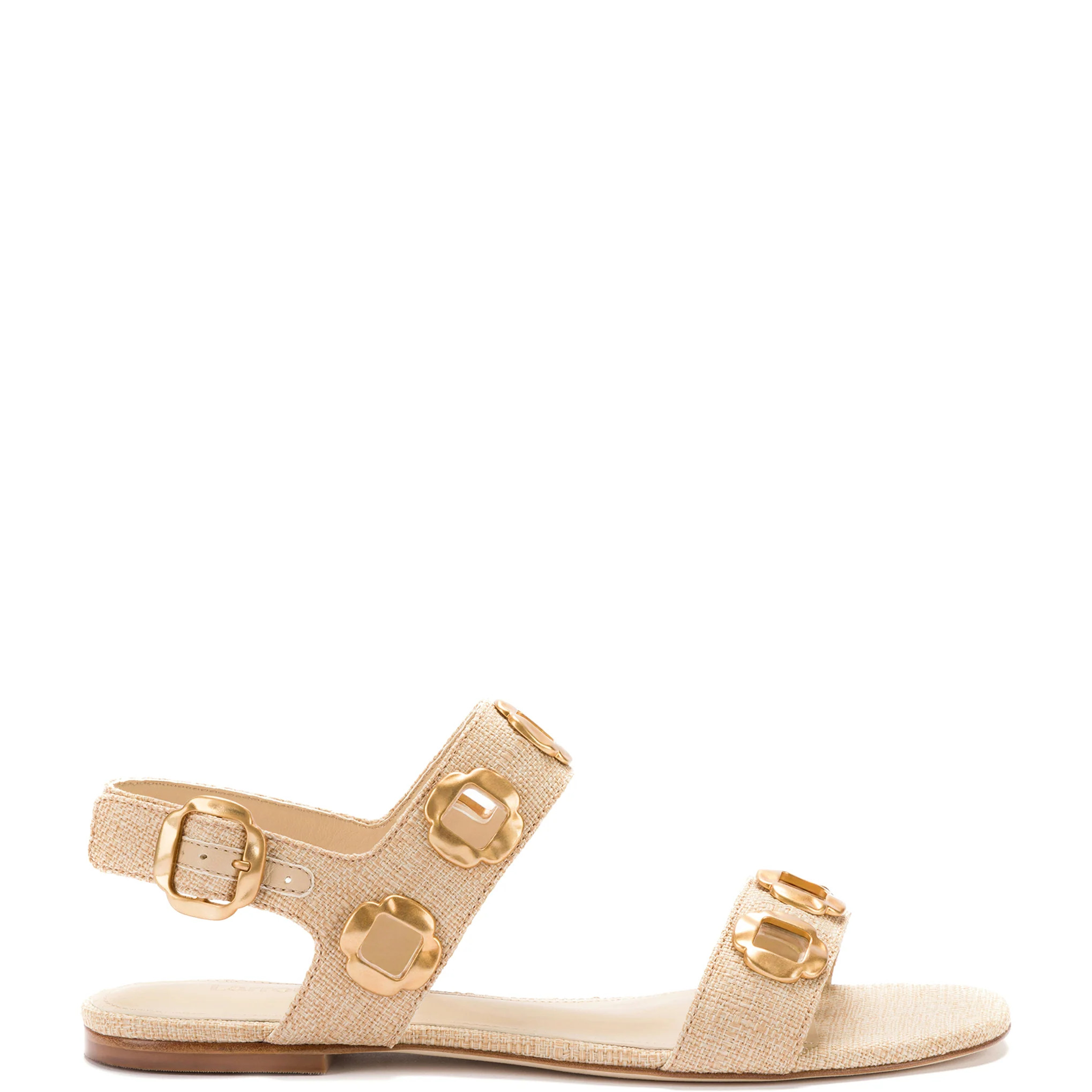 Milan Flat Sandal In Beige Raffia | Larroude