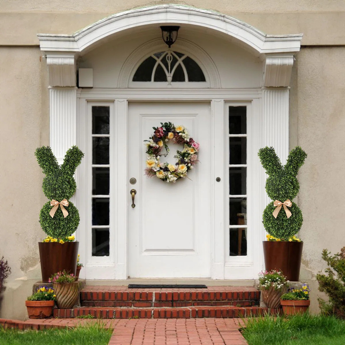 36" Artificial Boxwood Rabbit Topiary Tree  (set Of 2) | Wayfair North America