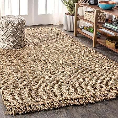 JONATHAN Y NRF103A-8 Pata Hand Woven Chunky Jute with Fringe Indoor Area -Rug Bohemian Farmhouse ... | Amazon (US)
