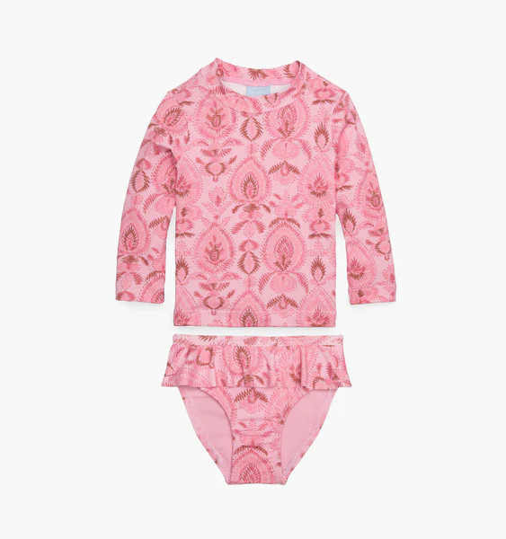 The Baby Ariel Rashguard Set - Pink Palm Ikat | Hill House Home US