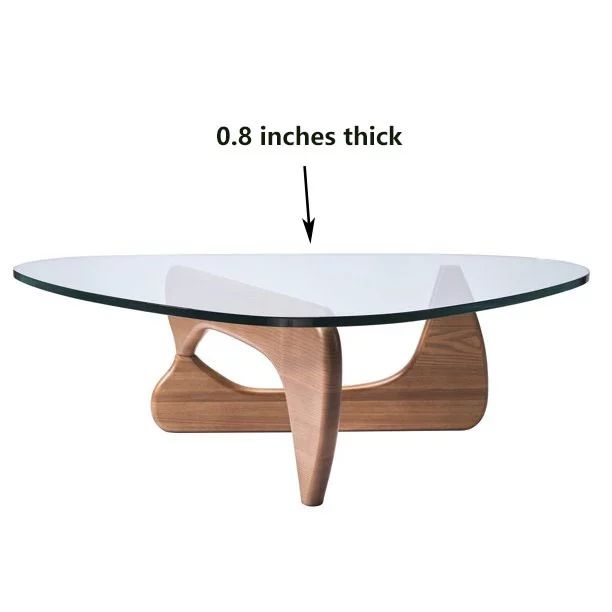 Noguchi Triangle Glass Coffee Table with 0.8 inches Thick Tempered Glass, Vintage Solid Wood Base... | Walmart (US)