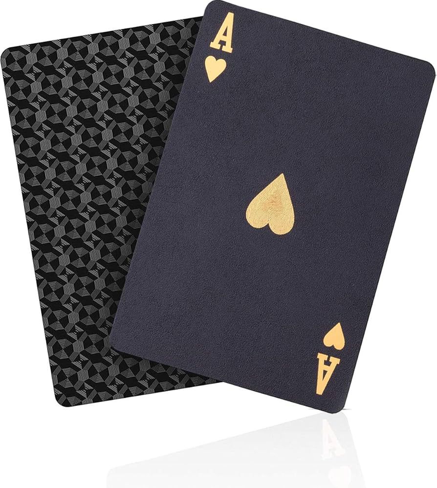 ACELION Waterproof Playing Cards, Plastic Playing Cards, Deck of Cards, Gift Poker Cards (Black D... | Amazon (US)