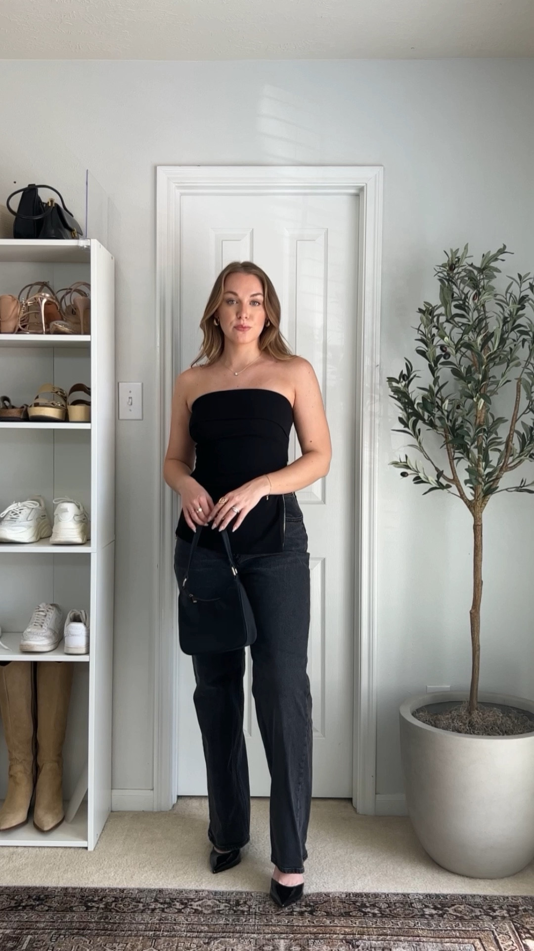 summer date night outfits, day 2/5 ⁠🖤⁠
⁠
- top + bag @amazonfashion⁠ (L)
- jeans @abercrombie ⁠(28L)
- heels @jlo x @dsw⁠
.⁠
.⁠
.⁠
.⁠
trendy fashion, trendy outfit, date night outfit, grwm, Pinterest outfit, casual chic style, casual wear, Pinterest style, Pinterest girl, minimal style, easy outfit, summer style, styling reels, Amazon fashion finds, outfit of the day. 

#LTKstyletip #LTKFind #LTKunder100