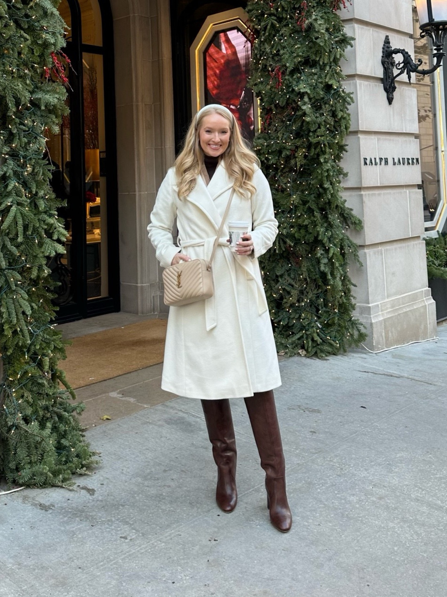 50% off my favorite wrap coat!! The quality is amazing and it has a cashmere blend + is lined. I’ve had mine for 2 years and always get compliments on it when I wear it. It’s tts (I’m wearing a 4). My knee high boots are also on sale! I’m packing both for my upcoming Christmas trip to New York  

#LTKHoliday #LTKCyberWeek #LTKSeasonal