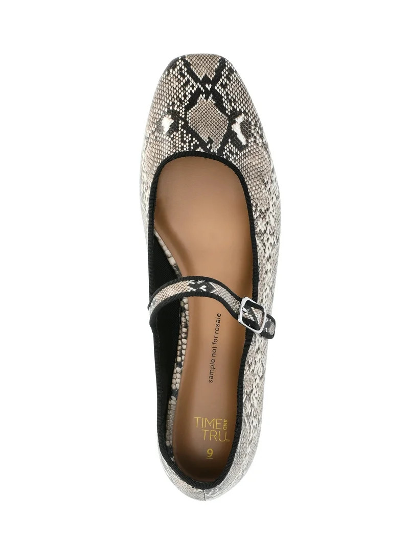 Time and Tru Women's Faux Snakeskin Mary Jane Flats | Walmart (US)
