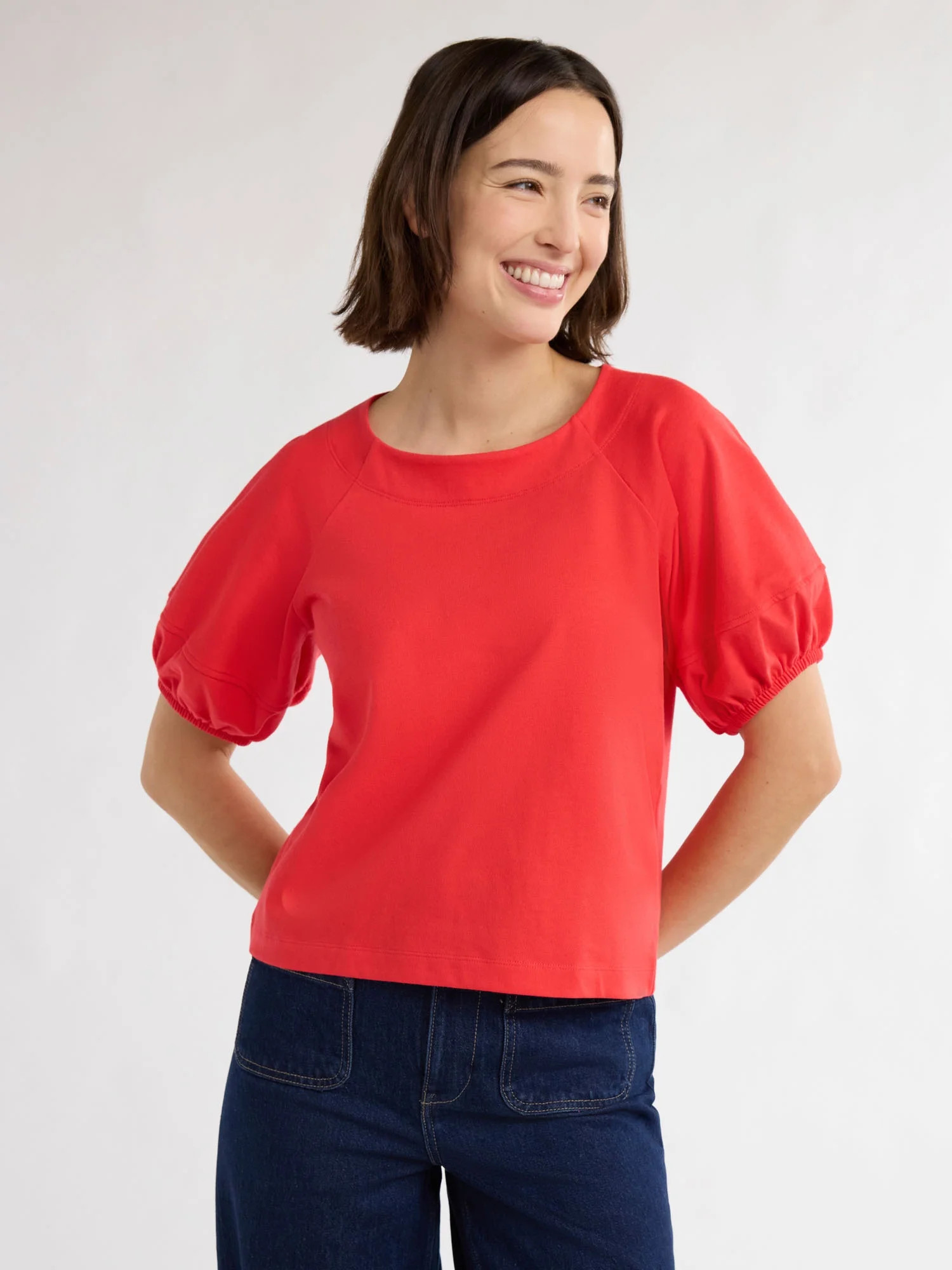 Free Assembly Women’s Cotton Balloon Sleeve Tee, Sizes XS-XXXL | Walmart (US)