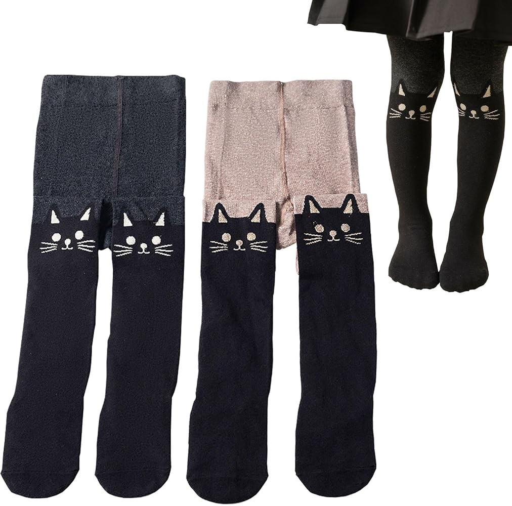 Girls Tights, (2 Pack) Stockings for Girl, Cable Knit Cotton Toddler Tights Pantyhose 1-11 Years | Amazon (US)