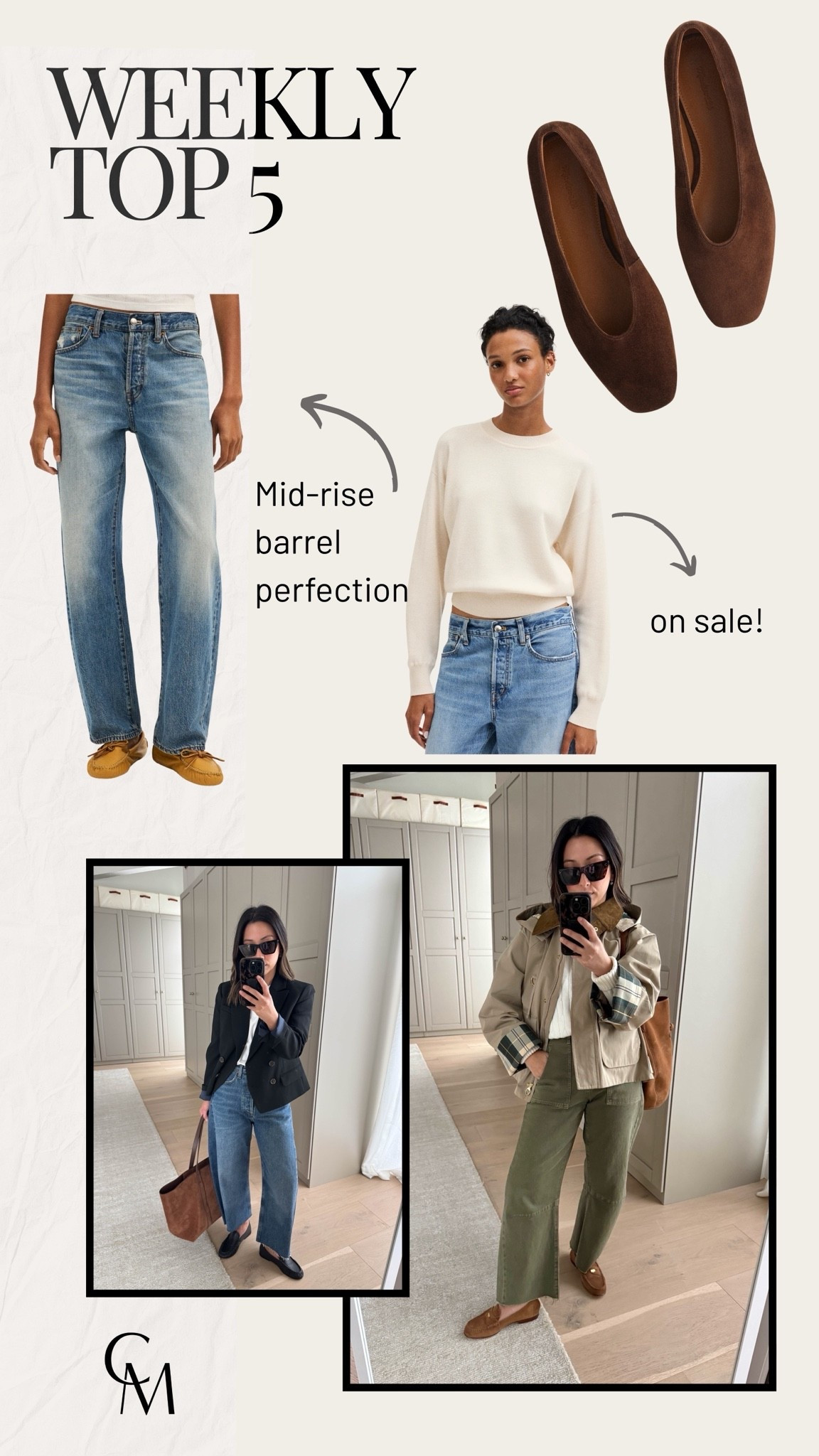 weekly top sellers

1. AGOLDE Luna jeans 
2. Barbour jacket 6 (could do the 4 too)
3. Madewell barrel leg jeans petite 25
4. Madewell sweater medium- size up for a roomy fit 
5. Madewell ballet flats 5

#LTKmomlife #LTKSaleAlert #LTKOver40