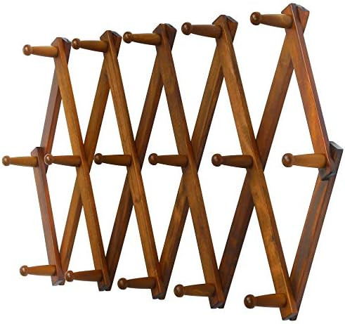 Dseap Accordian Wall Hanger: 16” High Wooden Wall Expandable Coat Rack, Hat Rack Holder, Accordion H | Amazon (US)
