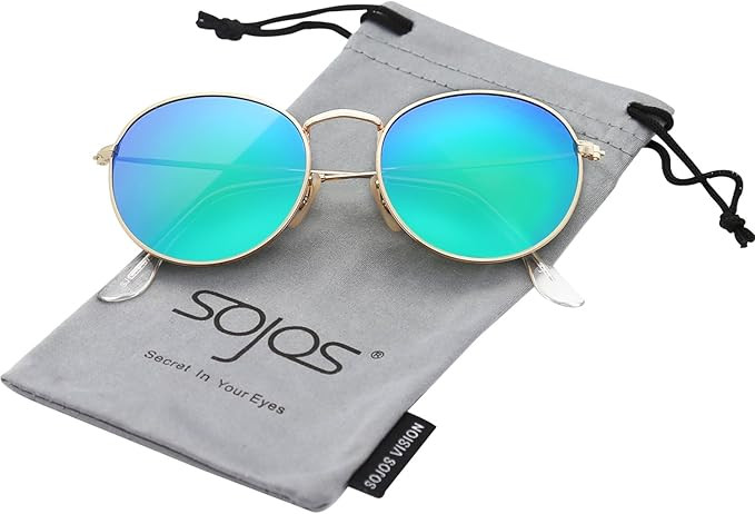 SOJOS Polarized Sunglasses Classic Small Round Metal Frame for Women Men SJ1014 | Amazon (US)