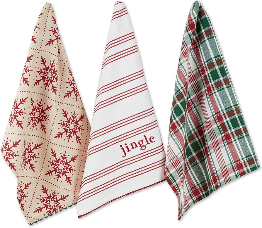 DII Nordic Christmas Collection Plaid & Stripes, Holiday Dish Towels, Kitchen Towel Set, 18x28, J... | Amazon (US)