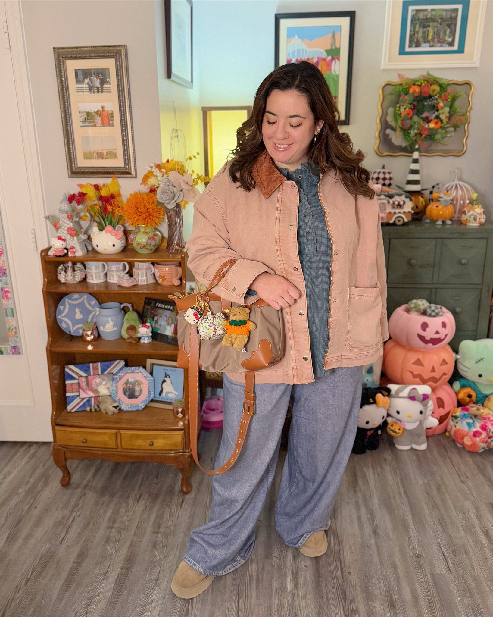 Pink barn jacket, baggy jeans, sweatpant jeans, rag & bone dupe jeans, bag charms 

#LTKSeasonal #LTKMidsize #LTKSaleAlert