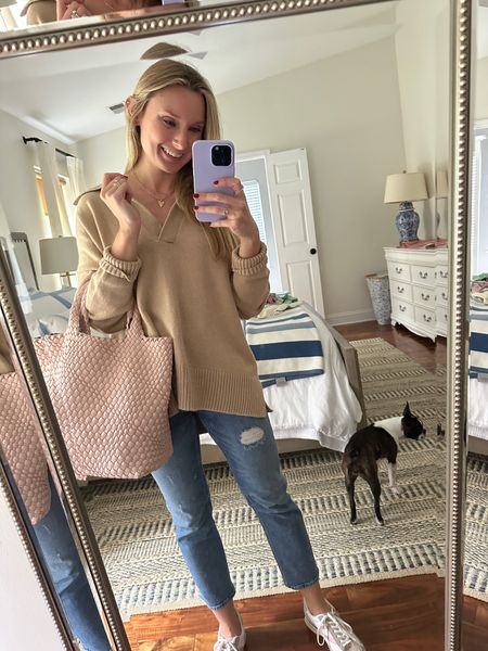 Comfy casual outfit for running errands and grabbing dinner with the family - darling society camel sweater 

#LTKfindsunder100 #LTKstyletip #LTKSeasonal