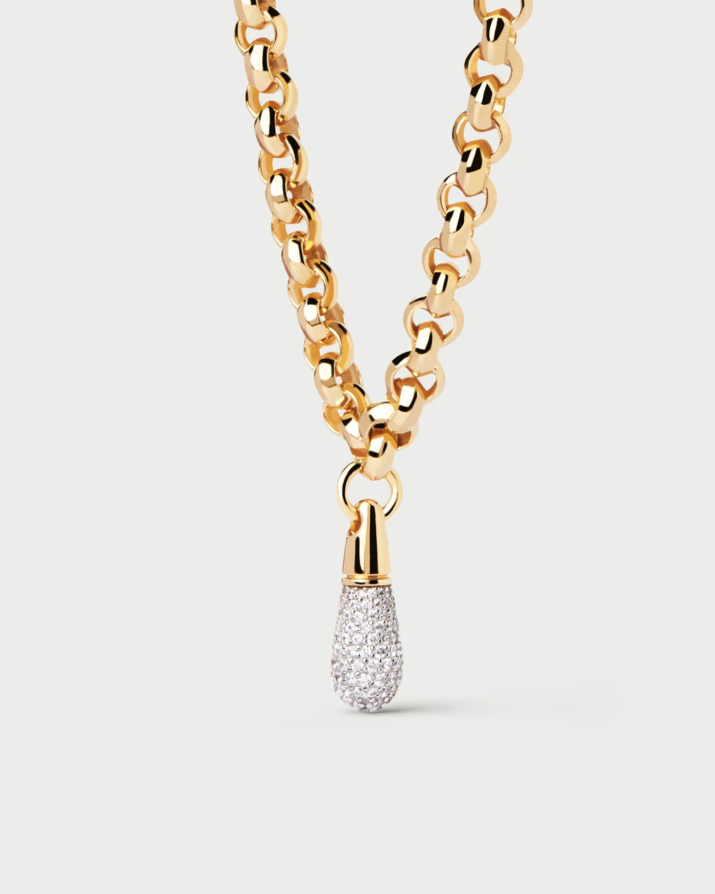 Rolo chain necklace with pavé zirconia drop pendant | Jazz Chain Necklace | PDPAOLA | PDPAOLA DE