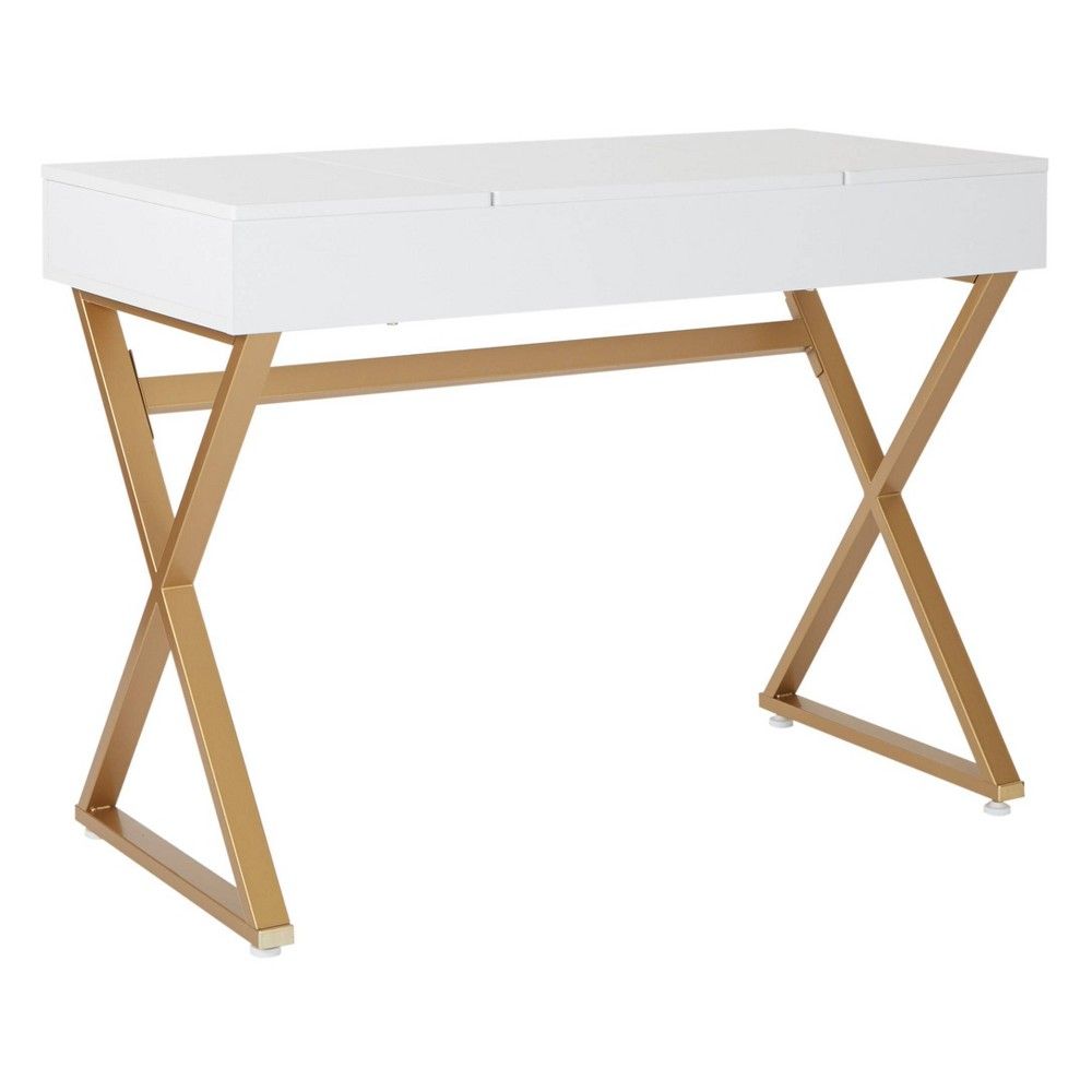 Juliette Vanity Desk Gold Legs with Top White - OSP Home Furnishings | Target