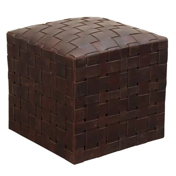 17" Wide Genuine Leather Square Cube Ottoman | Wayfair North America