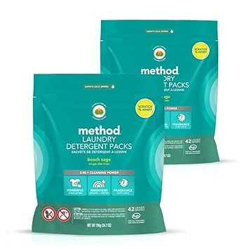 Method Laundry Detergent Packs, Beach Sage, 42 Loads per bag, 2 Count | Amazon (US)