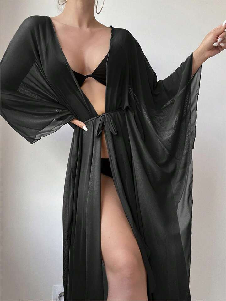 Solid Belted Kimono Summer | SHEIN