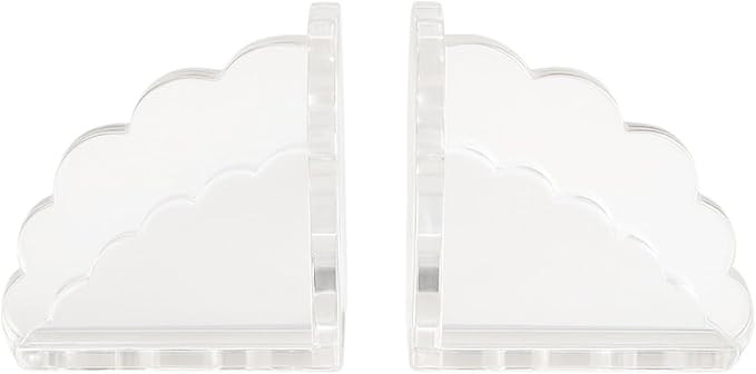 Scalloped Acrylic Bookends – Stylish & Durable Book Holders for Shelves & Decor with Non-Slip P... | Amazon (US)