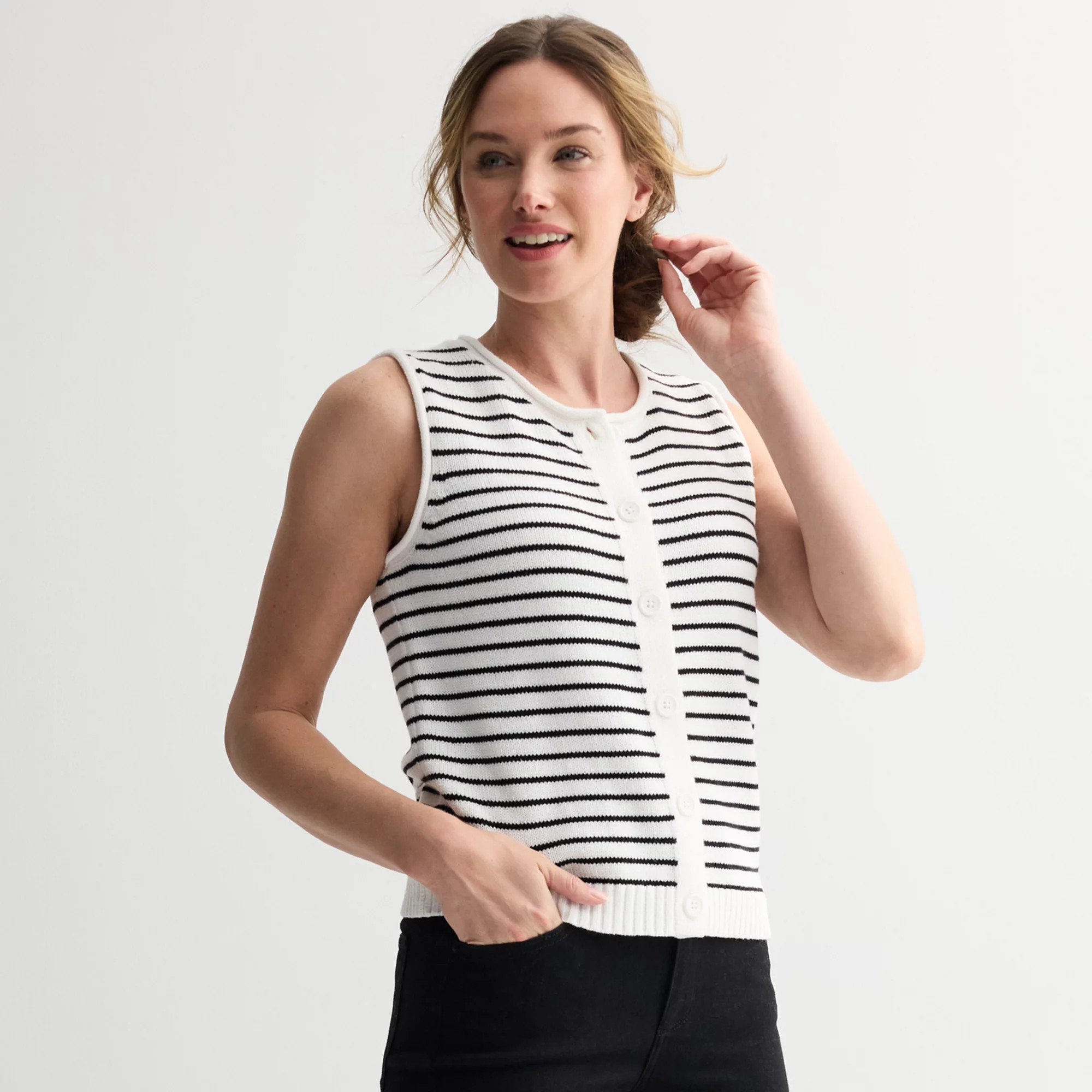 Women's Sonoma Goods For Life® Button Up Crew Neck Sweater Vest | Kohl's