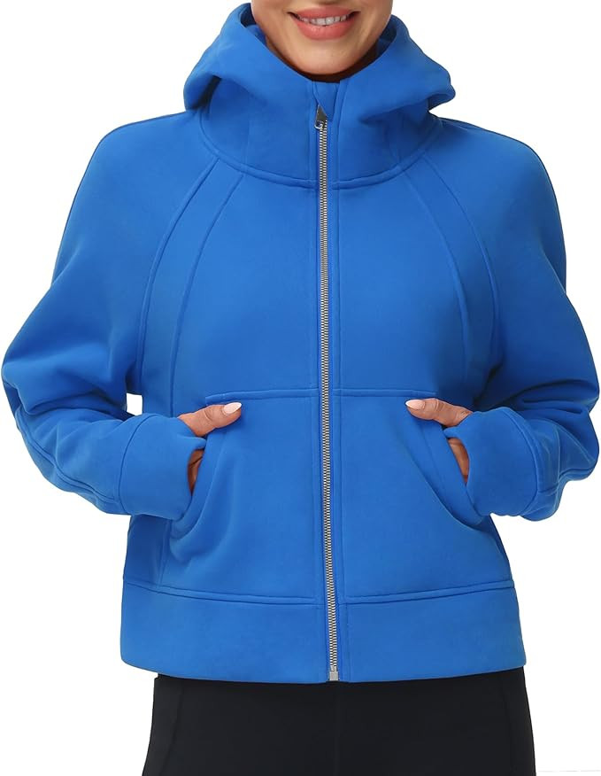 THE GYM PEOPLE Women's Full-Zip Up Hoodies Jacket Fleece Workout Crop Tops Sweatshirts with Pocke... | Amazon (US)