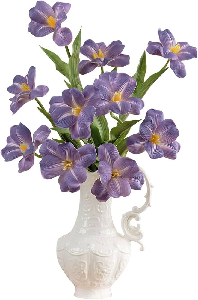 TINGE TIME 10pcs Fake Flowers, 15.3" Blooming Tulips Artificial Flowers, Real Touch Tulips for Fa... | Amazon (US)