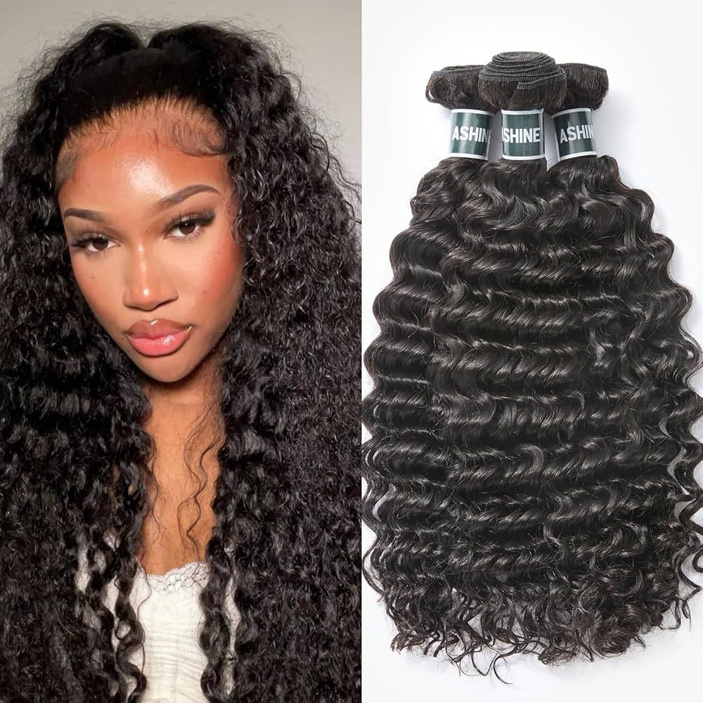 ASHINE Human Hair Bundles Deep Wave Unprocessed Cambodian Raw Hair 16 18 20 Inch, Flip Over Quick... | Amazon (US)