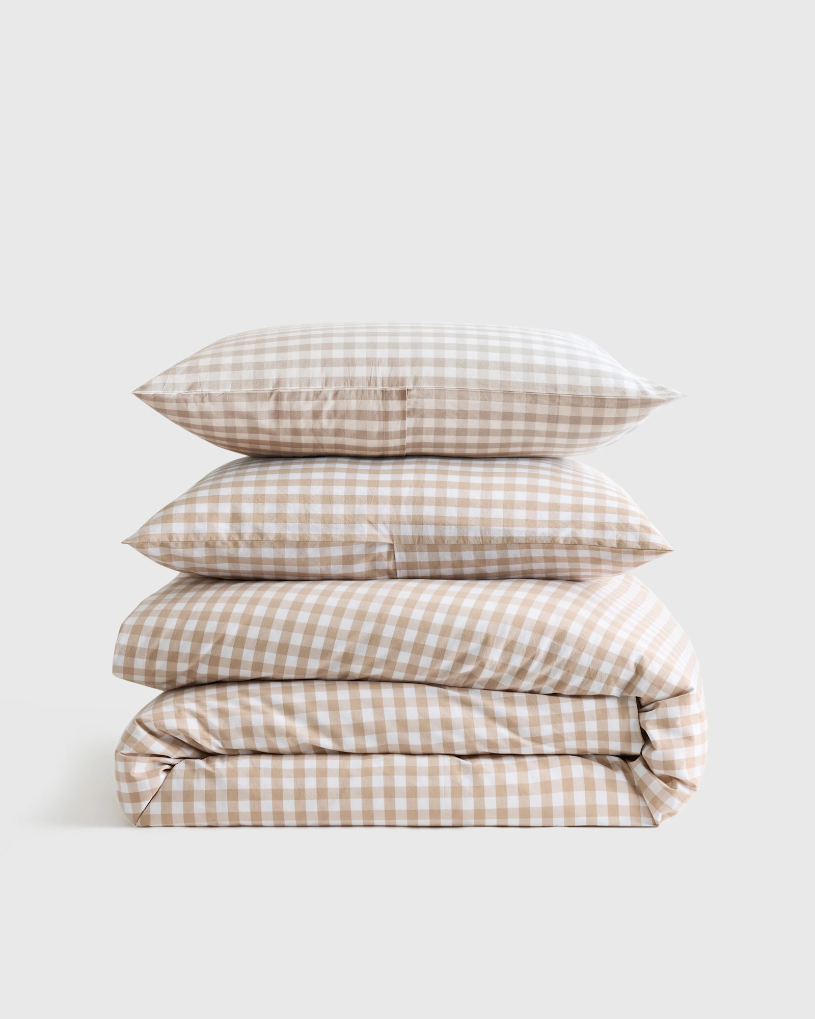 Quince | Classic Organic Percale Gingham Duvet Cover Set in Olive, Size Twin, Percale Cotton | Quince