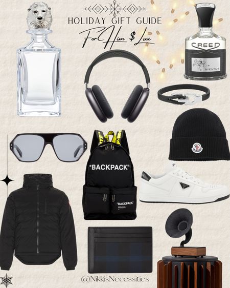 Holiday gift guide 
Gifts for him 
Lux gifts 
Gifts for the boujee boyfriend 
Off white backpack 
Saks 
Wolf & badger 
Nordstrom 
Prada sneakers 
Vintage speaker 
Crystal decanter 
Moncler 
Sunglasses 
Creed 

#LTKHoliday #LTKGiftGuide #LTKmens