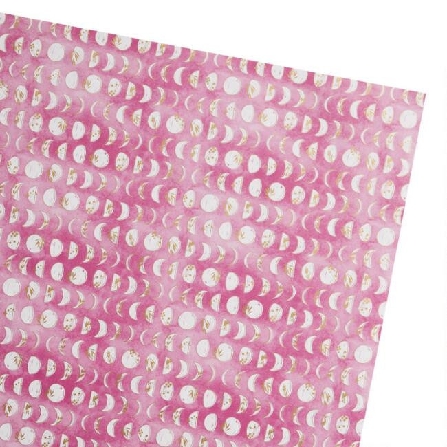 Jumbo Magenta Moon Phases Holiday Wrapping Paper Roll | World Market