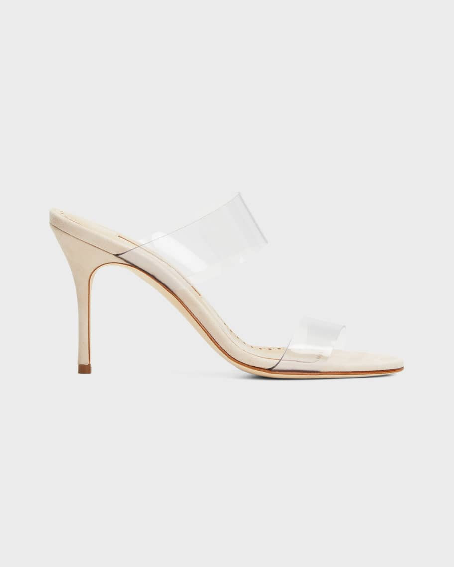 Scolto Clear Two-Band Slide Sandals | Neiman Marcus