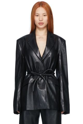Black Mariko Vegan Leather Blazer | SSENSE
