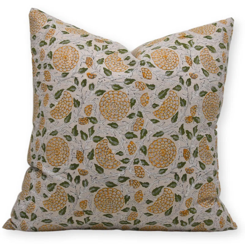 Floral Linen Indoor/Outdoor Pillow Cover | Wayfair North America
