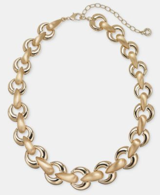 Anne Klein Puffy Linked Collar Necklace, 16" + 3" extender - Gold | Macy's