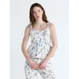 Free Assembly Women's Floral Sleeveless Peplum Top, Sizes XS-XXL | Walmart (US)