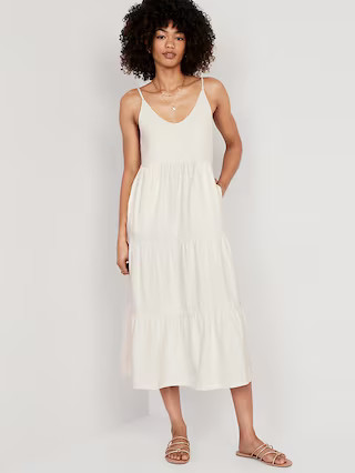 Tie-Back Tiered Midi Swing Dress for Women | Old Navy (US)