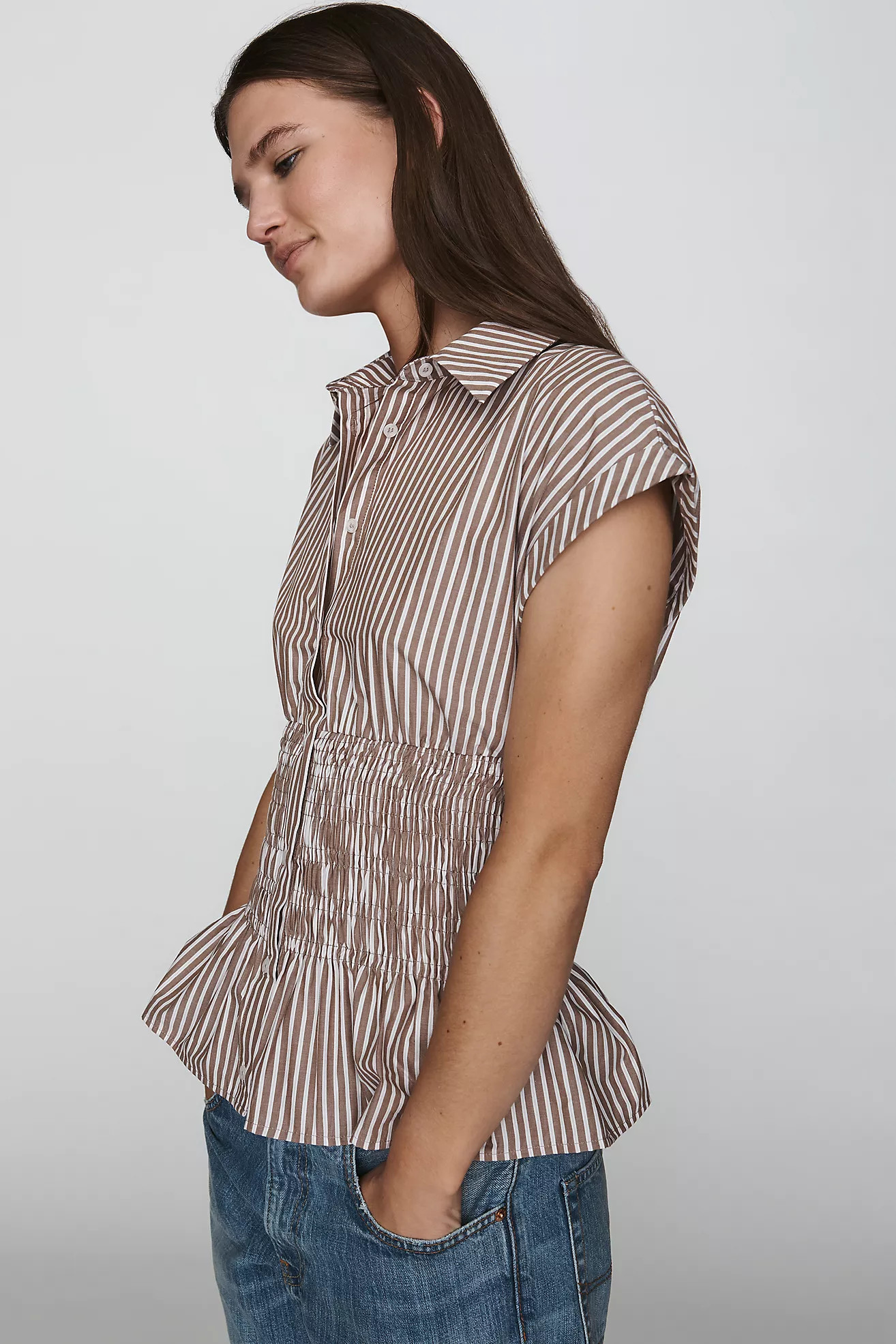 Maeve 100% Cotton Smocked Blouse | Anthropologie (US)