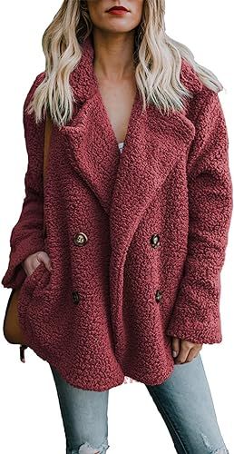 Dokotoo Womens 2022 Winter Fleece Teddy Bear Sherpa Jacket Coats with Pockets Outerwear | Amazon (US)