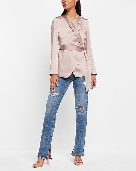 Satin Tie Front Blazer | Express