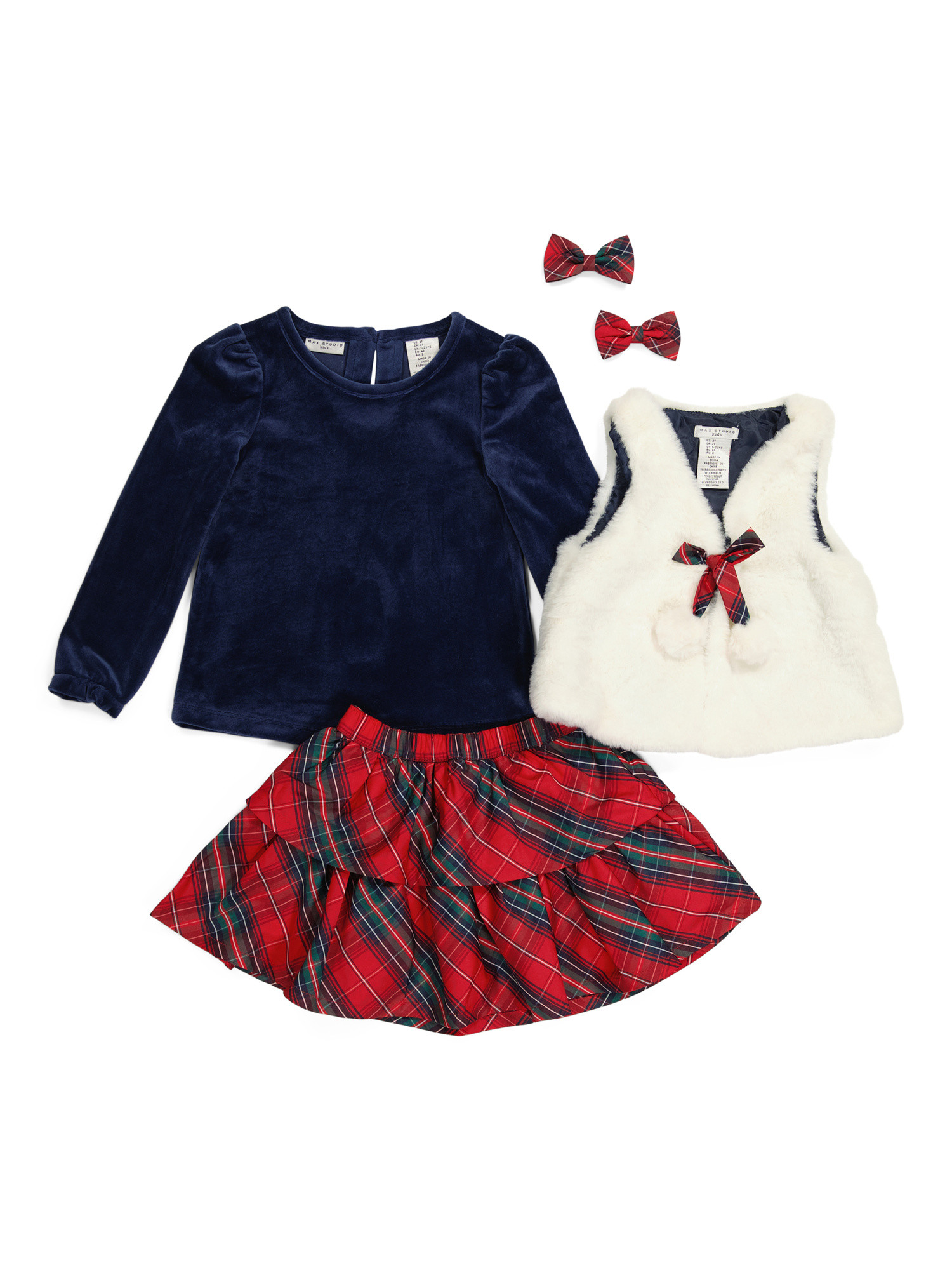 Toddler Girls 3pc Faux Fur Vest Plaid Skirt Set | Easter Gifts | Marshalls | Marshalls