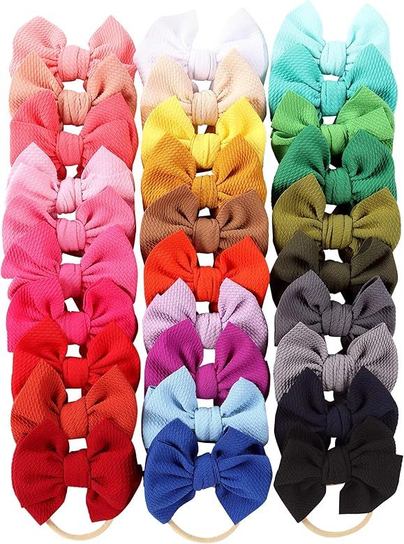 Cinaci 30 Pack Super Stretchy Nylon Headbands with Big Bow Hair Accessories for Baby Girls Infant... | Amazon (US)