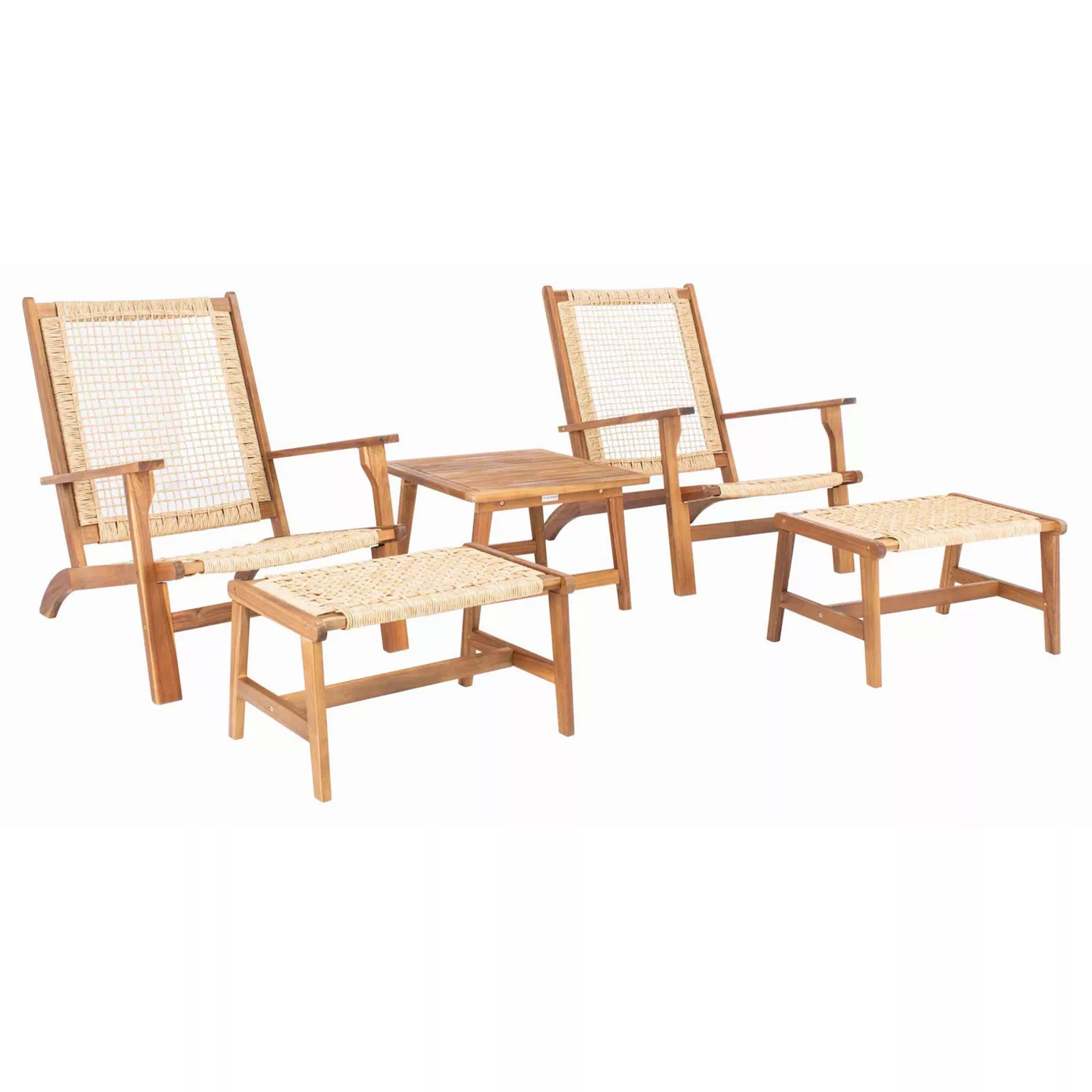 Safavieh Chantelle Outdoor 5-pc. Chair, Stool & Table Set, Natural Natural | Kohl's