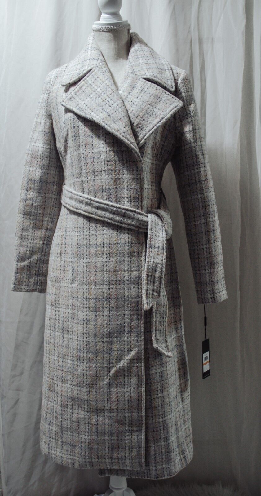 Karl Lagerfeld Paris Women's Pastel Belted Wool Blend Beige Midi Coat Size S  | eBay | eBay US