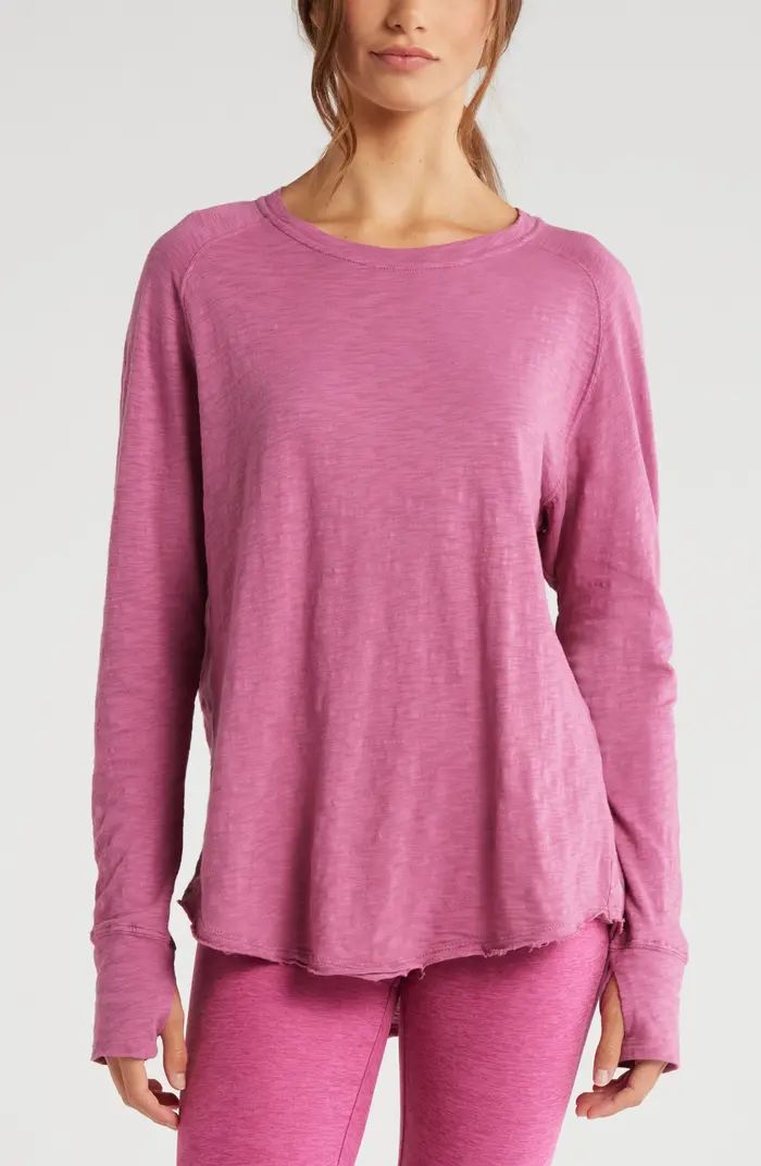 Zella Relaxed Washed Long Sleeve Slub Tee | Nordstrom | Nordstrom