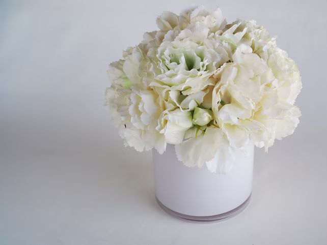 Joyful White Faux Floral Arrangement in white glass vase or gold Ceramic Planter / artificial floral | Etsy (US)