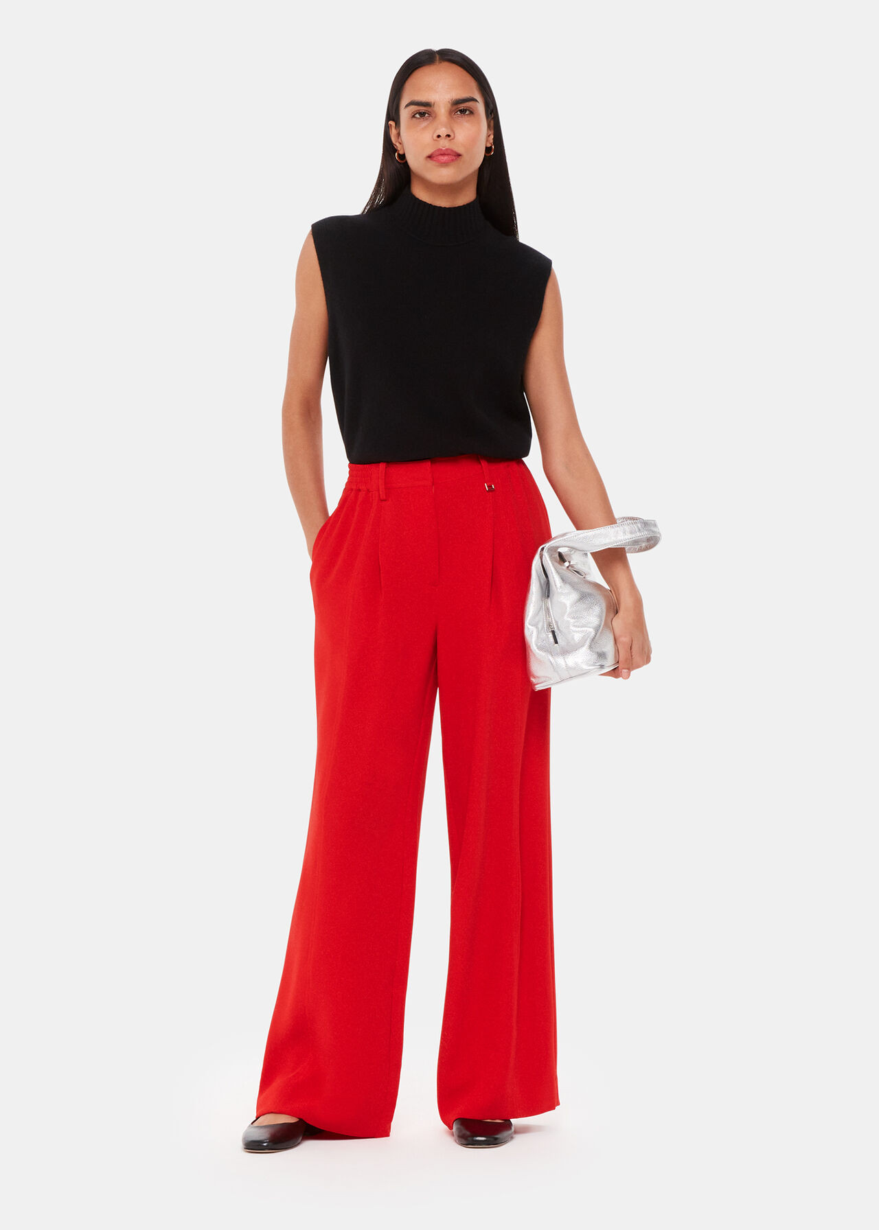 Red Harper Crepe Wide Leg Trouser | WHISTLES | Whistles UK | | Whistles